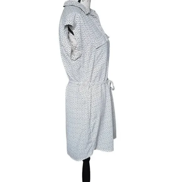 Express Women's Size Medium Petite Cream Gray Pattern Button Down Shirt Dress - Picture 4 of 7